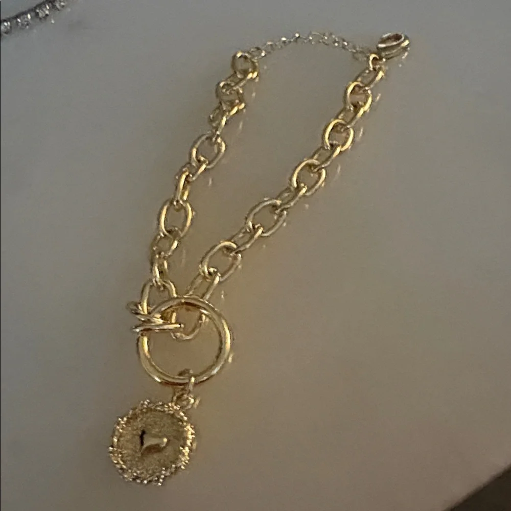 NEW 14k Gold Plated Pendant CHARM Bracelet 72